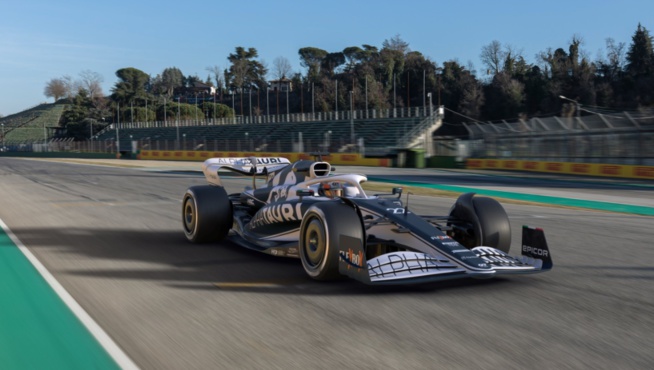 L’AT03 en image de synthèse mais dans un vrai décor © Alpha Tauri L’AT03 en image de synthèse mais dans un vrai décor © Alpha Tauri