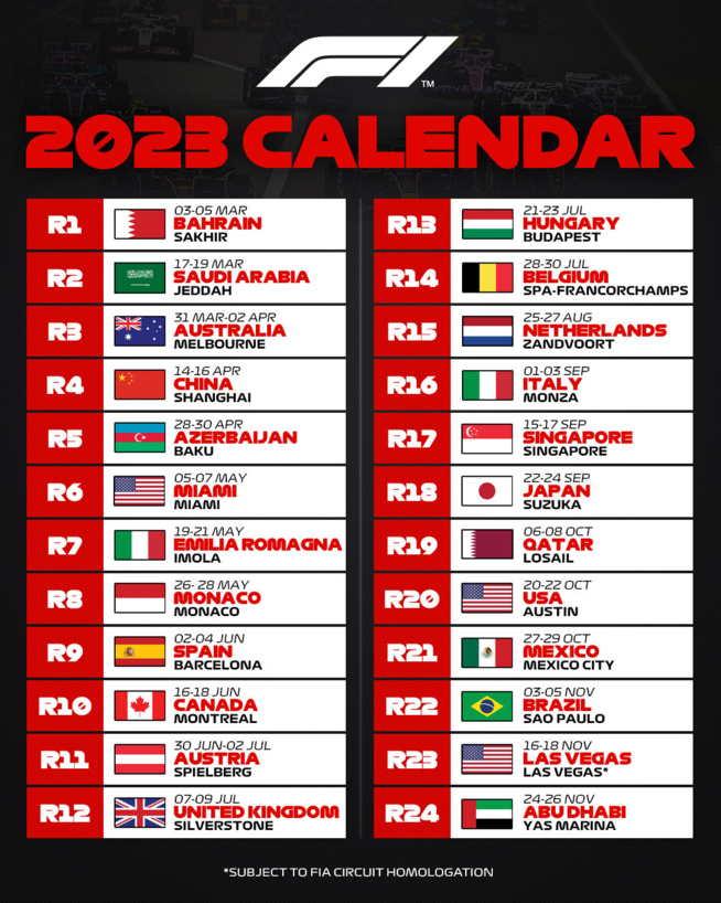 F1 : 2023, une saison de 24 courses