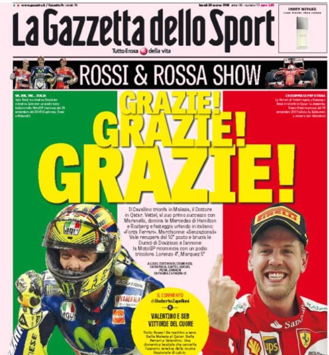 La Gazetta dello Sport après le week-end dernier La Gazetta dello Sport après le week-end dernier