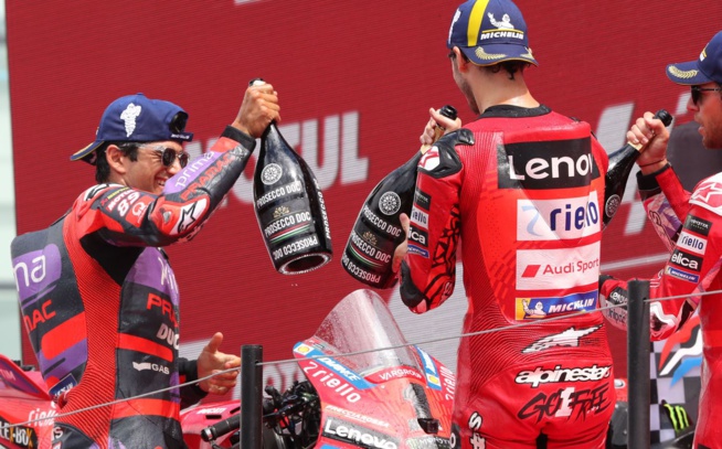 Le podium Ducati (Photo Gold & Goose Red Bull Content pool) Le podium Ducati (Photo Gold & Goose Red Bull Content pool)
