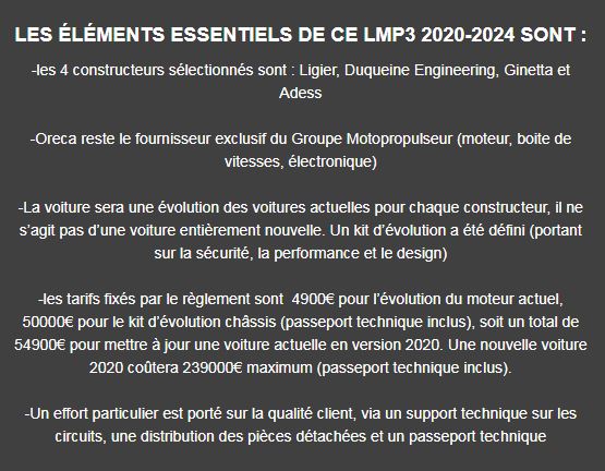 Endurance : Voilà le LMP3 de 2020 !