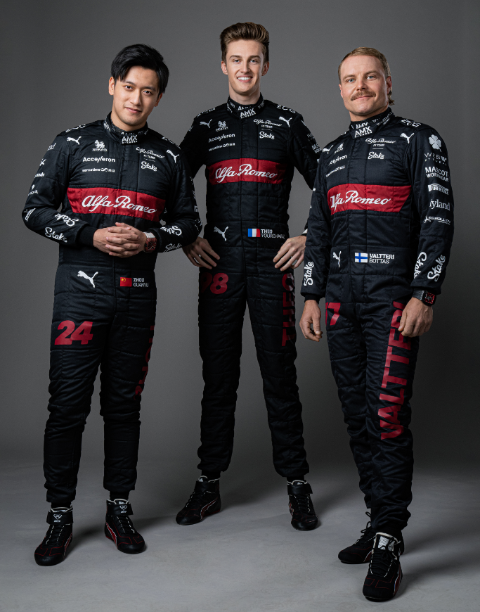 Zhou, Pouchaire et Bottas © Alfa-Roméo F1 Team Stake Zhou, Pouchaire et Bottas © Alfa-Roméo F1 Team Stake